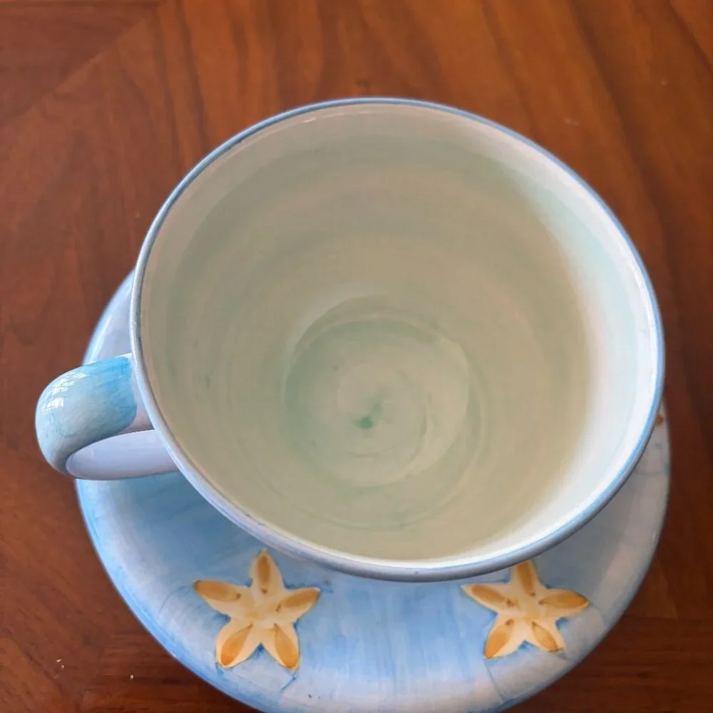 BELLA CERAMICA SEASHELL CUP & SAUCER PLATE SET. A SET OF 4. BEACH THEMED - Picture 5 of 7